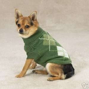  Zack & Zoey Tonal Argyle Dog Sweater GREEN MEDIUM: Kitchen 