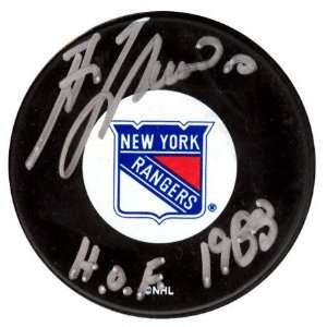 Guy Lafleur Autographed New York Rangers Puck with HOF 1988 
