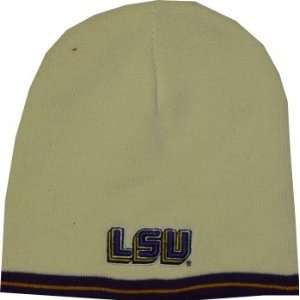  LSU Tigers Gametime Ivory Beanie Hat by the Game: Sports 