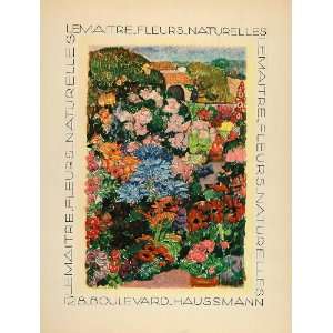  1928 Lithograph Maitre Fleurs Naturelles Flowers Paris 