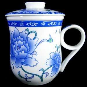  Chinese Porcelain Mug   Peonies (Set of 2): Everything 