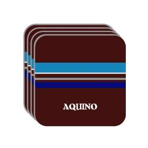 Personal Name Gift   AQUINO Set of 4 Mini Mousepad Coasters (blue 