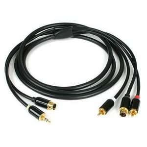PC to TV A/V Cable. 6FT SVIDEO/3.5MM HEADPHONE TO SVIDEO/RCA AUDIO PC 