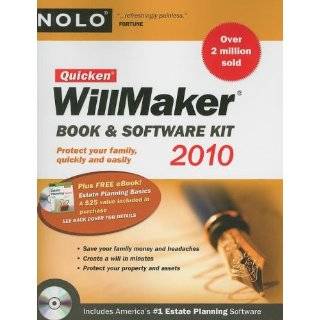 Quicken Willmaker 2010 Edition Book & Software Kit by Editors Of Nolo 