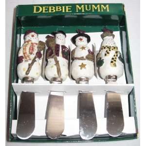  Debbie Mumm Set of 4 Holiday Snowmen Cheese Spreaders 