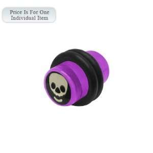  0 Gauge Skull Logo Acrylic Purple Ear Plug: Jewelry