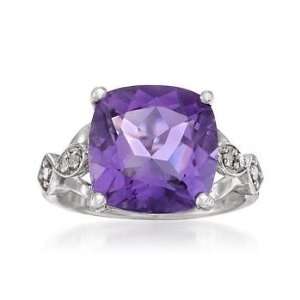  6.30 Carat Amethyst Ring With .10 ct. t.w. Diamonds In 