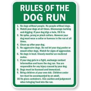  Rules of Dog Run Aluminum Sign, 24 x 18