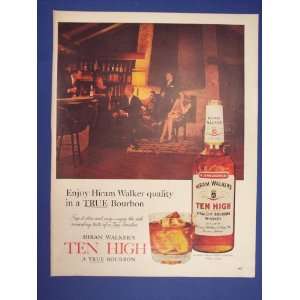   Ten High whiskey, men/women by bar, 60s Print Ad,vintage Magazine