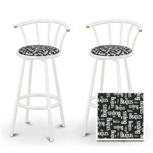 Beatles Music Black & White Specialty / Custom White Barstools with 