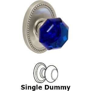 Single dummy victorian cobalt glass knob with oval beaded rose in brus