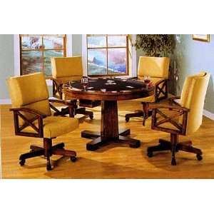  Round Three In One Game Table Set Wood/Fabric Br Kitchen 