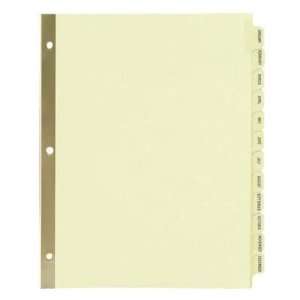  Tab Dividers, Preprinted, Monthly, Buff Paper, Single Set 