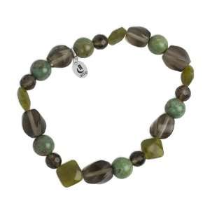   Green Turquoise Serpentine Mesa Verde Beaded Stretch Bracelet: Jewelry