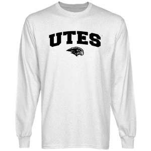  Utah Utes White Logo Arch Long Sleeve T shirt: Sports 