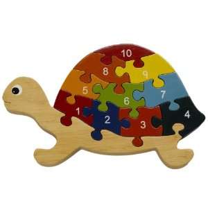   Wooden Alphabet Animal Themed Teaching Puzzle   Turtle: Toys & Games