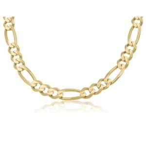  14K Solid Yellow Gold Figaro Link Chain Necklace 10mm Wide 