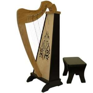  15 String Childrens Harp w/ Bench   Cherry/Black: Musical 