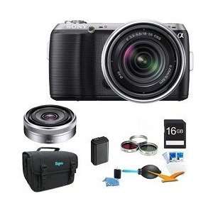   Camera Body & E 18 55mm OSS Lens (Black) with E 16mm f/2.8 Lens