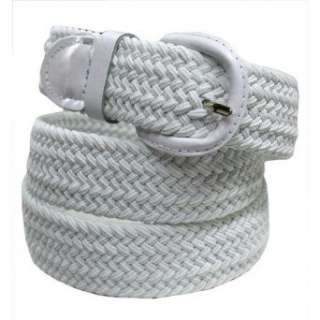  White Braided Elastic Stretch Belt: Clothing