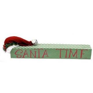 10 Primitive Santa Time Wood Block with Santa Hat   Shelf Sitter