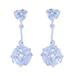  Silverflake  CZ Ball Drop Earrings Jewelry
