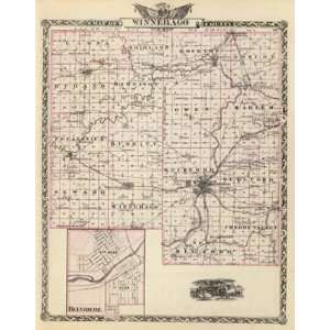  WINNEBAGO COUNTY ILLINOIS (IL) LANDOWNER MAP 1876