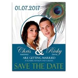  230 Save the Date Cards   Peacock Feather