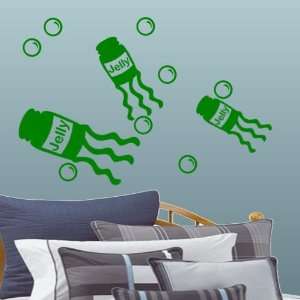  Green Large Jellyfish with Bubbles Fun Wall Decal