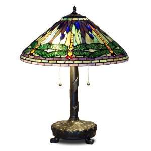  Green and Yellow Dragonfly Tiffany Style Table Lamp: Home 