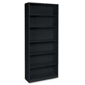   Metal Bookcase, 6 Shelves, 34 1/2w x 12 5/8d x 81 1/8h, Black by HON