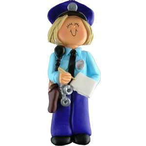  3209 Police Officer: Female Blonde Personalized Ornament 