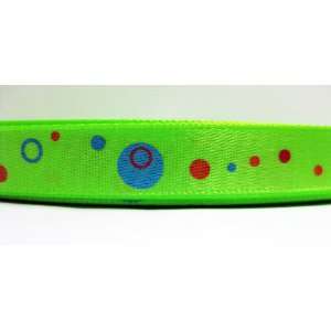    3/8 BLUE DOTS GREEN POLYESTER SATIN RIBBON 3YD: Everything Else