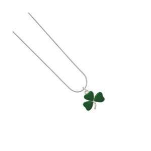 Green Three Leaf Clover   Shamrock Snake Chain Charm Necklace [Jewelry 