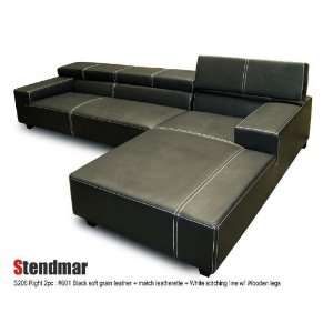   Euro Design Black Leather Sectional Sofa Set S206BR