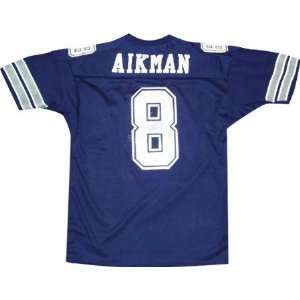 Troy Aikman Autographed Blue Custom Jersey:  Sports 