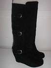 Dolce Vita Black Suede Knee Boots w wedge