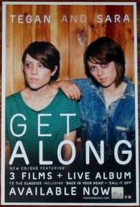TEGAN AND SARA Get Along Ltd Ed 2011 Poster New Rare Indie Pop Rock 