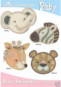 Anita Goodesign Embroidery Designs CD BABY ZOO ANIMALS  