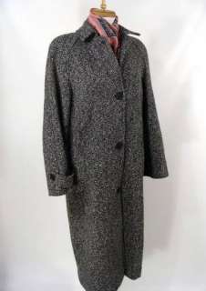 vintage 80s Oversized Black & White Fleck Long Wool Overcoat Dressy 