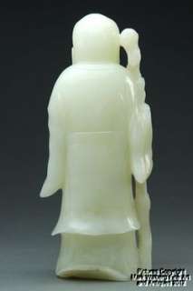 Chinese Nephrite White Jade Figure of Shou Lau, Longevity, 19th 