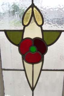Antique Stained Glass Window 6 color Fancy Ruby Daisies  