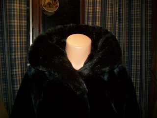 Fur Coat Faux Sheared Mink with Faux Ranch Mink Collar Womens  
