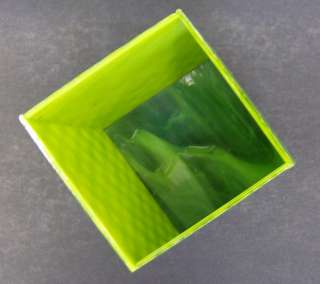 Green & Purple Art Glass Trinket Box With Mirrored Lid  
