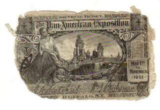 1901 Pan American Exposition Souvenir Ticket  Poor  