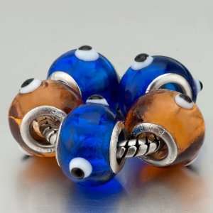 Handcrafted 5 Yellow Blue Dots Pandora Beads Bracelets 