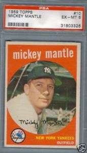 1959 59 Topps #10 MICKEY MANTLE New York Yankees HOF PSA 6 60/40 65/35 