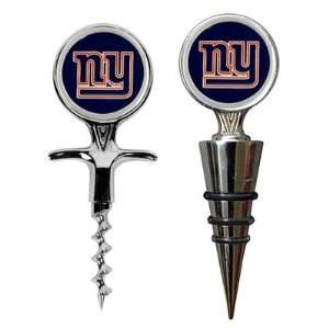 NFL Giants Cork Screw and Wine Bottle Topper Set:  Kitchen 
