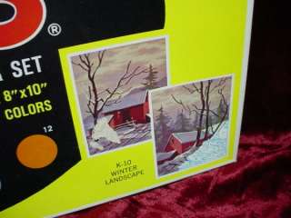 Vintage 1968 PAINT BY NUMBER PAINTINGS 1 2 3 CRAFT MASTER +Box WINTER 