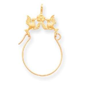  14k Gold Polished Doves & Bow Charm Holder Jewelry